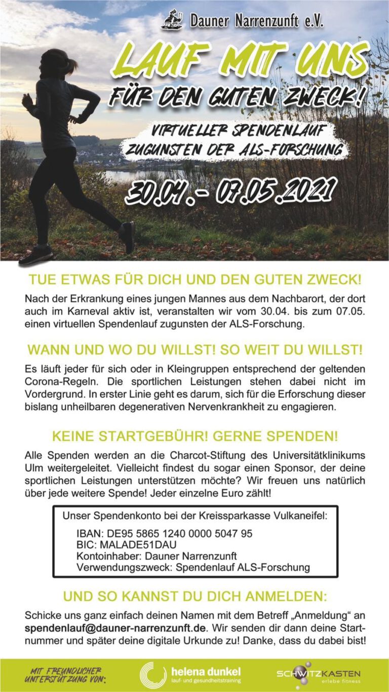 Virtuellen Spendenlauf zugunsten der ALS-Forschung